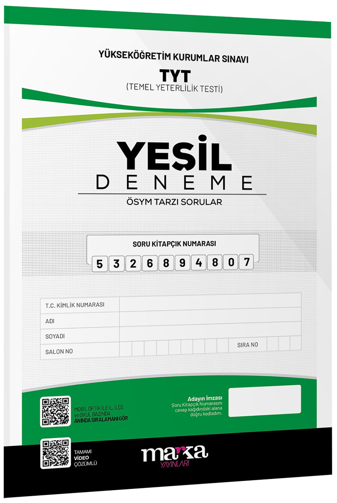 2026 TYT Yeni Nesil Yeşil Deneme Tamamı Video Çözümlü Marka Yayınları
